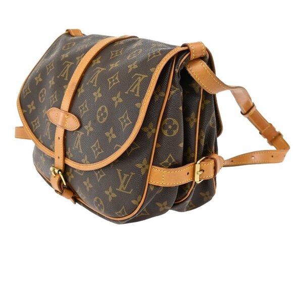 LOUIS VUITTON Logo Saumur 30 Shoulder Bag Monogram Leather Brown - Picture 4 of 15